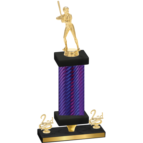 Premium Single Purple Carbon Fiber Second Place Softball Trophy