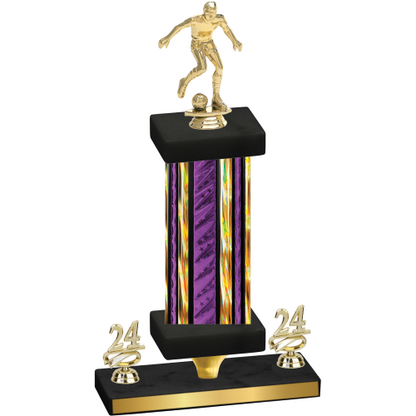 Premium Single Purple Glacier Year Soccer Trophy