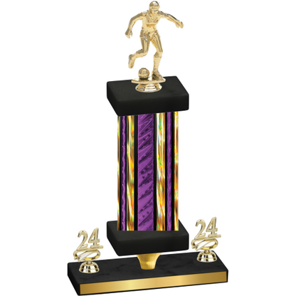 Premium Single Purple Glacier Year Soccer Trophy