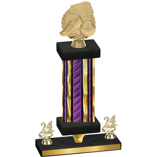 Premium Single Purple Glacier Year Soccer Trophy