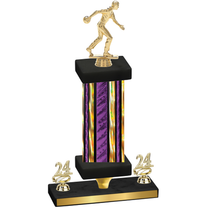 Premium Single Purple Glacier Year Bowling Trophy