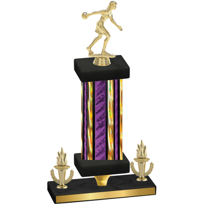 Premium Single Purple Glacier Victory Bowling Trophy