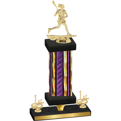 Premium Single Purple Glacier First Place Lacrosse Trophy