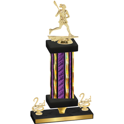 Premium Single Purple Glacier Second Place Lacrosse Trophy