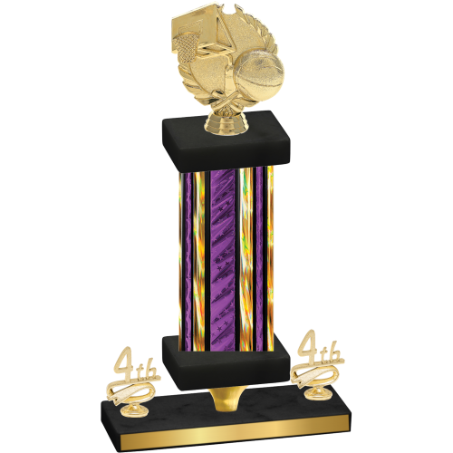 Premium Single Purple Glacier Fourth Place Basketball Trophy