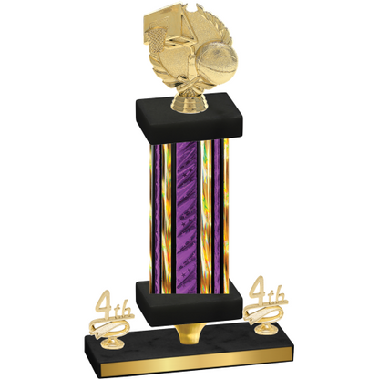Premium Single Purple Glacier Fourth Place Basketball Trophy