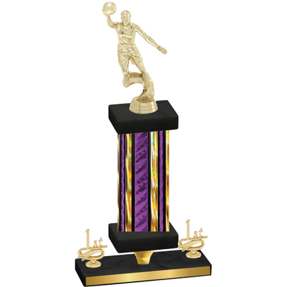 Premium Single Purple Glacier First Place Basketball Trophy