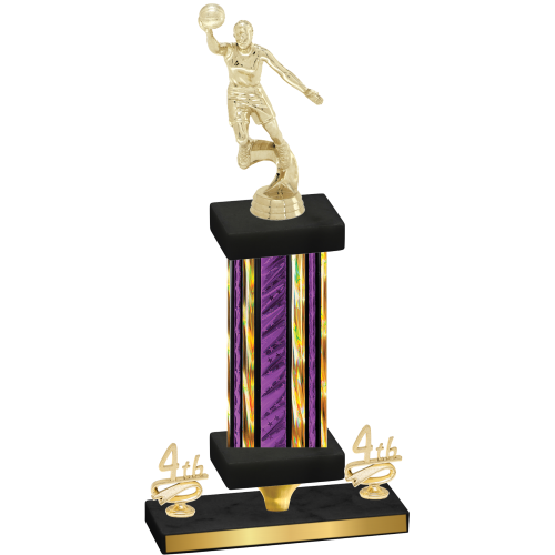 Premium Single Purple Glacier Fourth Place Basketball Trophy