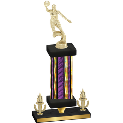 Premium Single Purple Glacier Victory Basketball Trophy