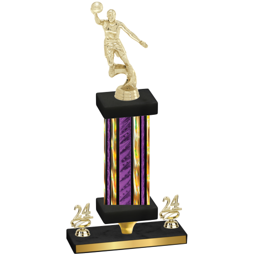 Premium Single Purple Glacier Year Basketball Trophy