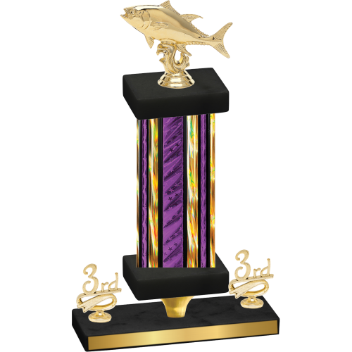 Premium Single Purple Glacier Third Place Fishing Trophy