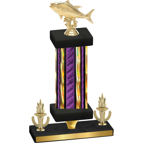 Premium Single Purple Glacier Victory Fishing Trophy