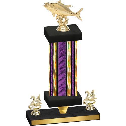 Premium Single Purple Glacier Year Fishing Trophy