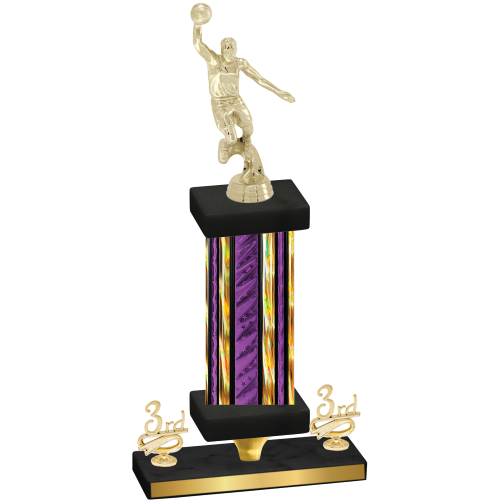 Premium Single Purple Glacier Third Place Basketball Trophy