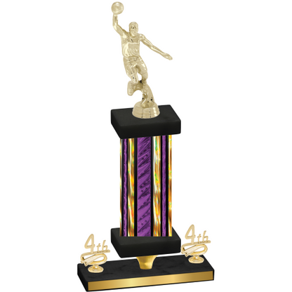 Premium Single Purple Glacier Fourth Place Basketball Trophy