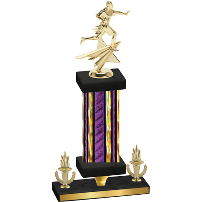 Premium Single Purple Glacier Victory Flag Football Trophy