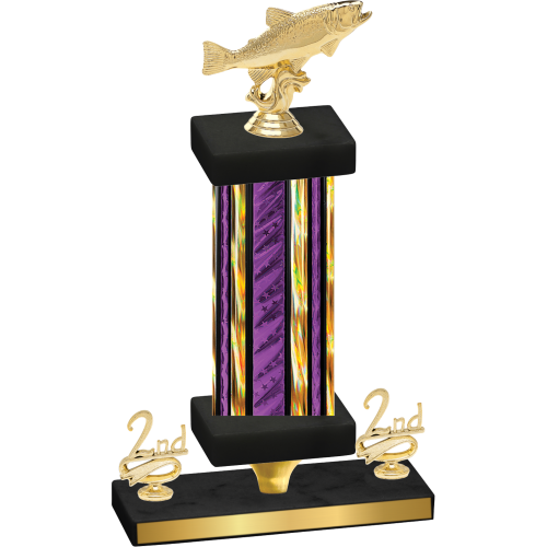 Premium Single Purple Glacier Second Place Fishing Trophy