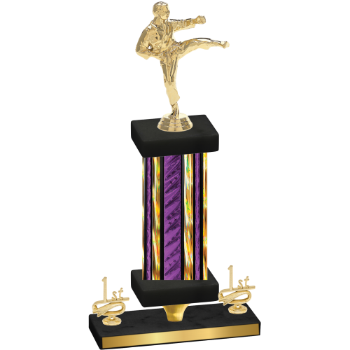 Premium Single Purple Glacier First Place Karate Trophy