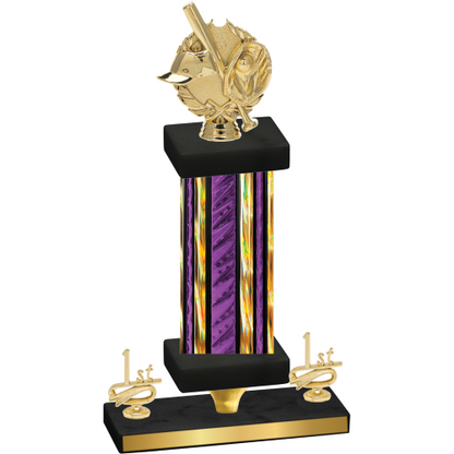 Premium Single Purple Glacier First Place Baseball Trophy