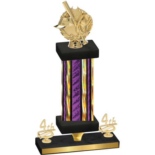 Premium Single Purple Glacier Fourth Place Baseball Trophy