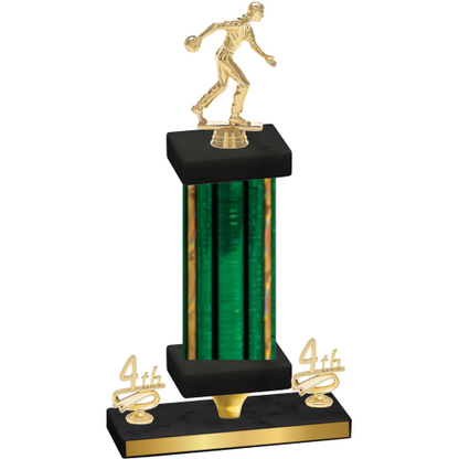 Premium Single Green Glacier Fourth Place Bowling Trophy