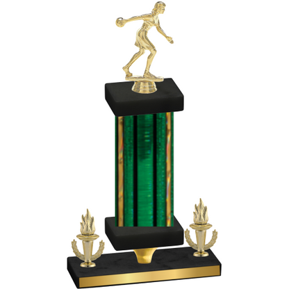 Premium Single Green Glacier Victory Bowling Trophy