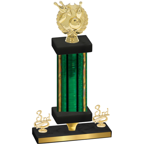 Premium Single Green Glacier Third Place Bowling Trophy