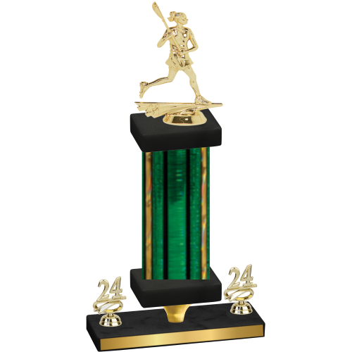 Premium Single Green Glacier Year Lacrosse Trophy