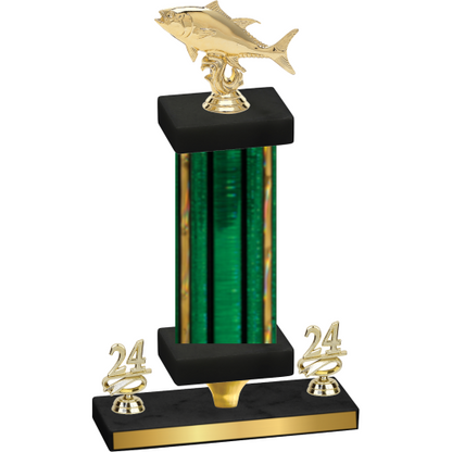 Premium Single Green Glacier Year Fishing Trophy