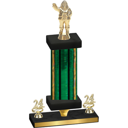 Premium Single Green Glacier Year Holiday Trophy