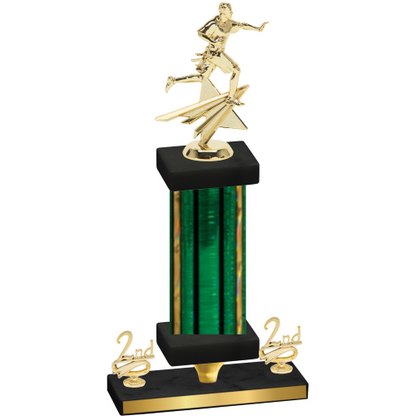 Premium Single Green Glacier Second Place Flag Football Trophy