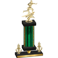 Premium Single Green Glacier Victory Flag Football Trophy
