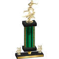 Premium Single Green Glacier Year Flag Football Trophy