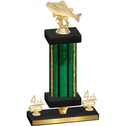 Premium Single Green Glacier Fourth Place Fishing Trophy