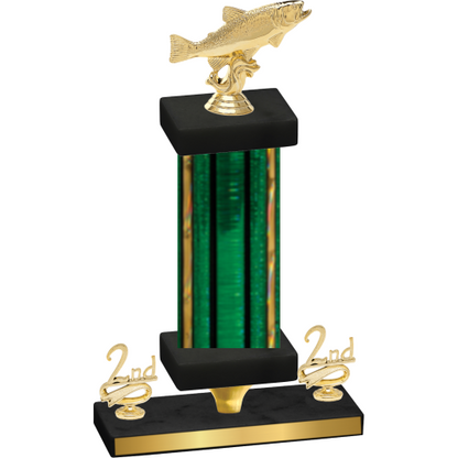 Premium Single Green Glacier Second Place Fishing Trophy