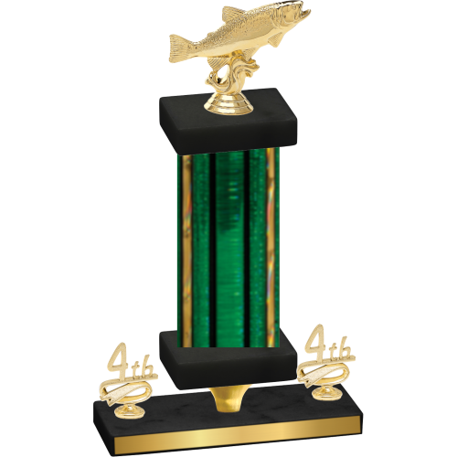 Premium Single Green Glacier Fourth Place Fishing Trophy