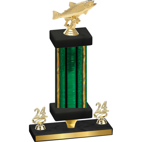 Premium Single Green Glacier Year Fishing Trophy