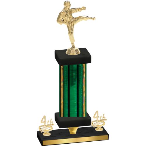 Premium Single Green Glacier Fourth Place Karate Trophy