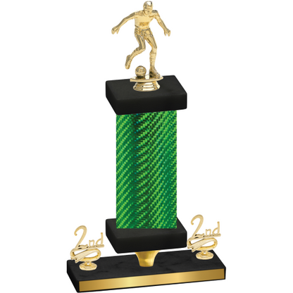 Premium Single Green Carbon Fiber Second Place Soccer Trophy