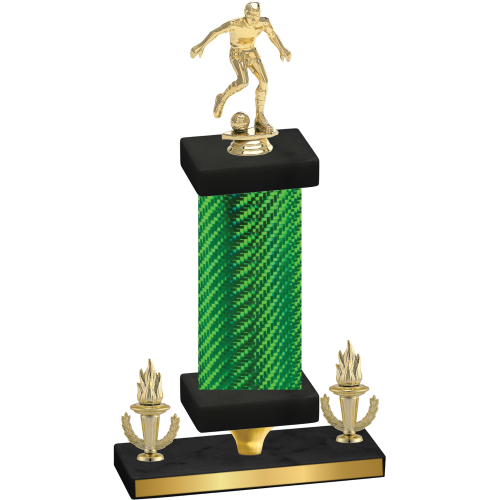 Premium Single Green Carbon Fiber Victory Soccer Trophy
