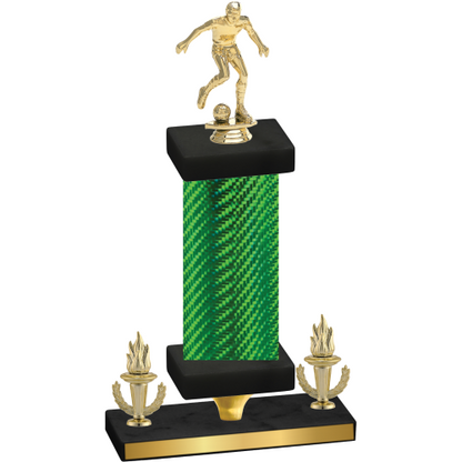 Premium Single Green Carbon Fiber Victory Soccer Trophy