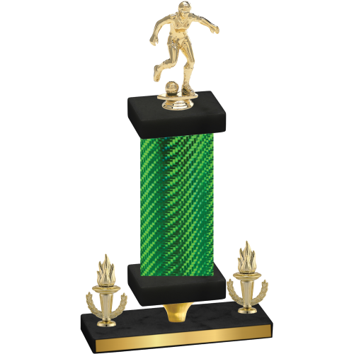 Premium Single Green Carbon Fiber Victory Soccer Trophy