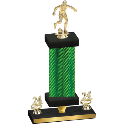 Premium Single Green Carbon Fiber Year Soccer Trophy