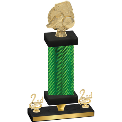 Premium Single Green Carbon Fiber Second Place Soccer Trophy