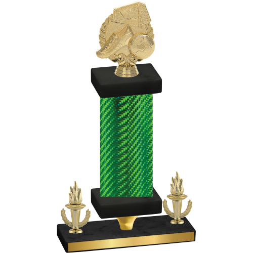 Premium Single Green Carbon Fiber Victory Soccer Trophy