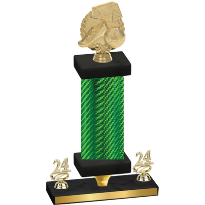 Premium Single Green Carbon Fiber Year Soccer Trophy