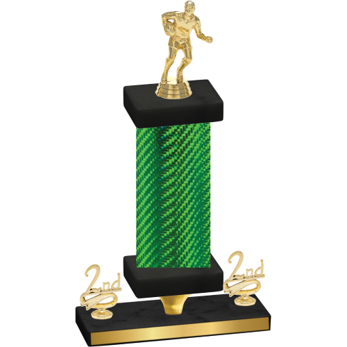 Premium Single Green Carbon Fiber Second Place Rugby Trophy