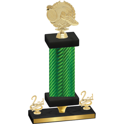 Premium Single Green Carbon Fiber Second Place Running Trophy