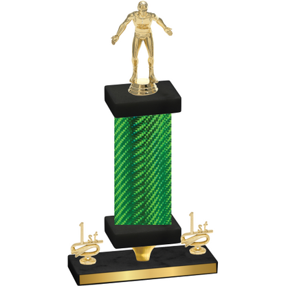 Premium Single Green Carbon Fiber First Place Wrestling Trophy
