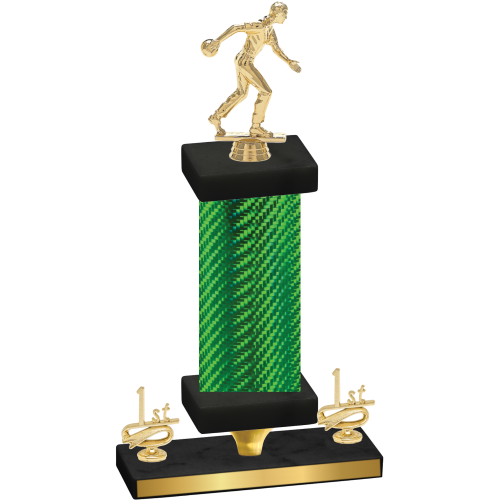 Premium Single Green Carbon Fiber First Place Bowling Trophy